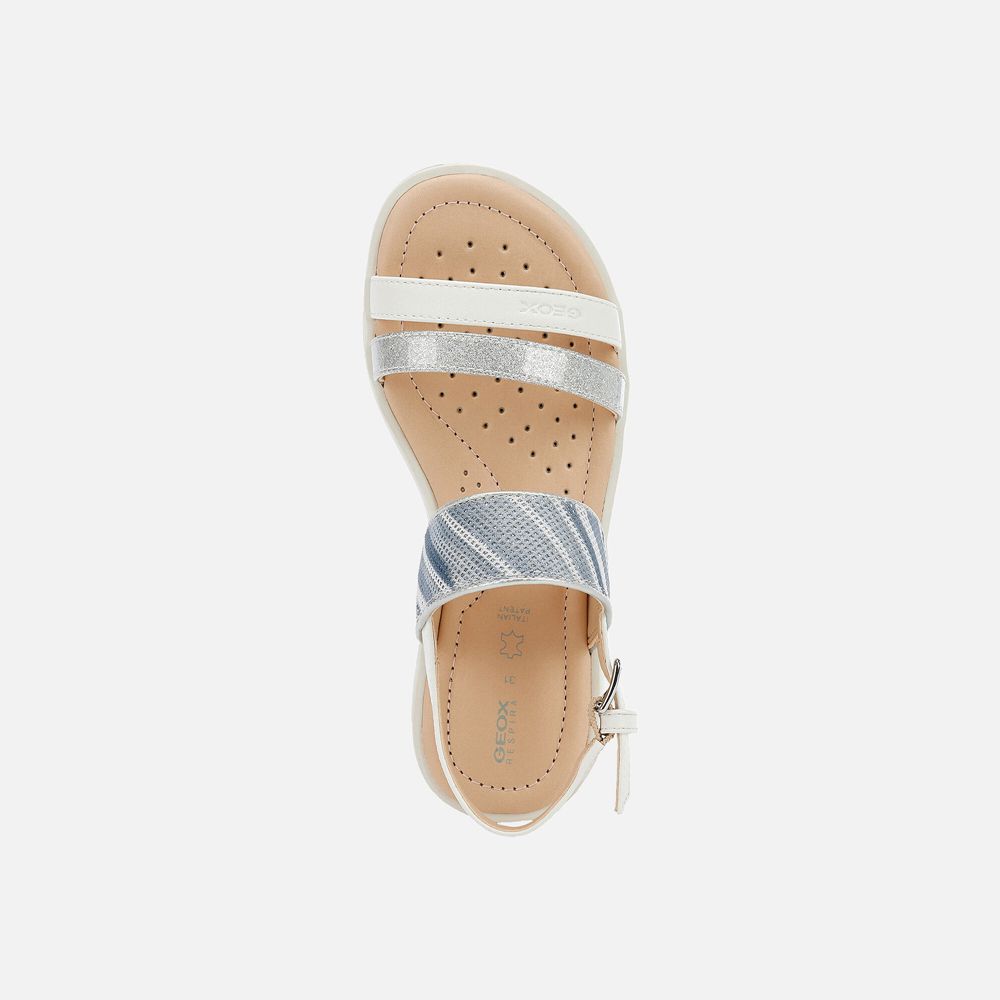 Geox Sandals White/Silver Coralie - Geox Girls Shoes - VEIWKU417